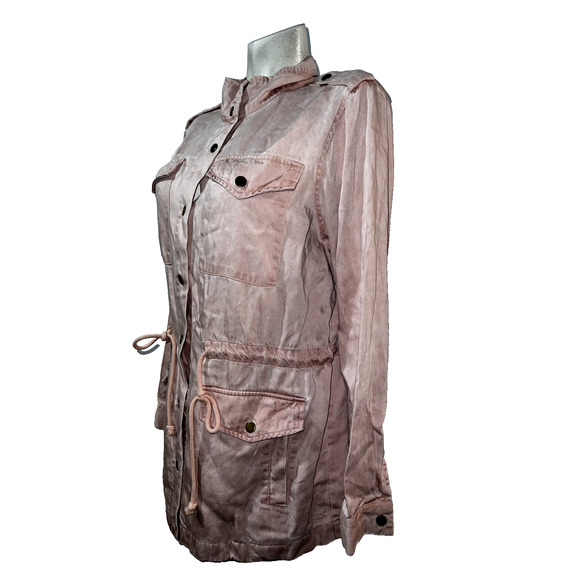 Jane + Delancey Jacket Women's Size M Pink Mock Neck Utility Lyocell Relaxed LS - Picture 4 of 6